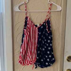 American flag tied tank top